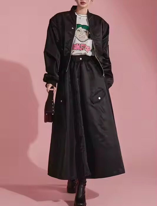 Oem Custom Winter Windbreaker Female Plus Size Lady Jackets Plain Nylon Satin Bomber Women Full Zip Jackets
