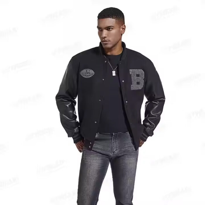Mens Varsity Jacket With Pu Leather Sleeves Winter Autumn Men's Jackets Embroidery Patch logo Ready to Ship or Custom Design